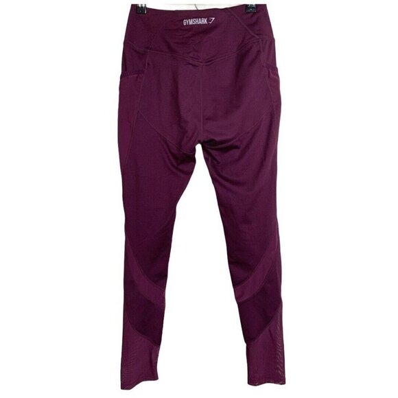 Gymshark Leggings Burgundy Side‎ Mesh Pockets - Picture 5 of 8